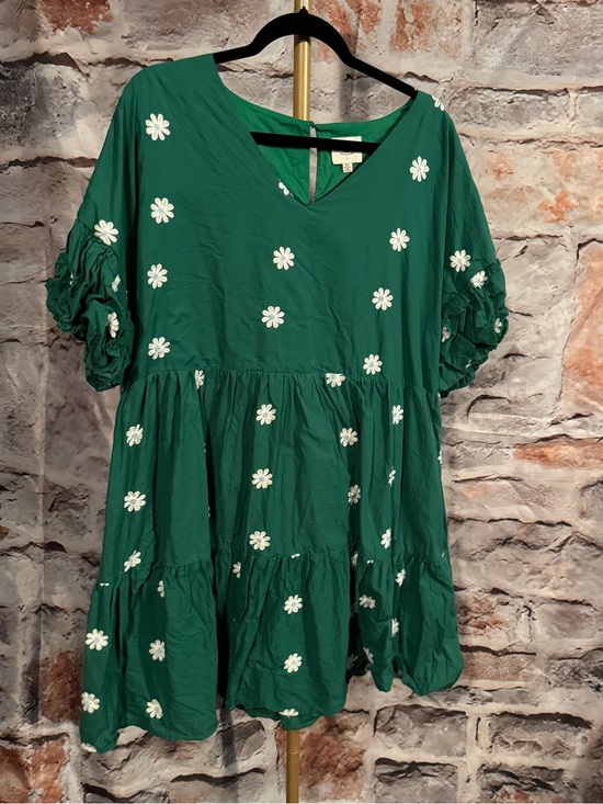 Hayden Dresses & Skirts - Hayden - Floral Embroidered Puff Sleeve Midi Dress - Green - 1X